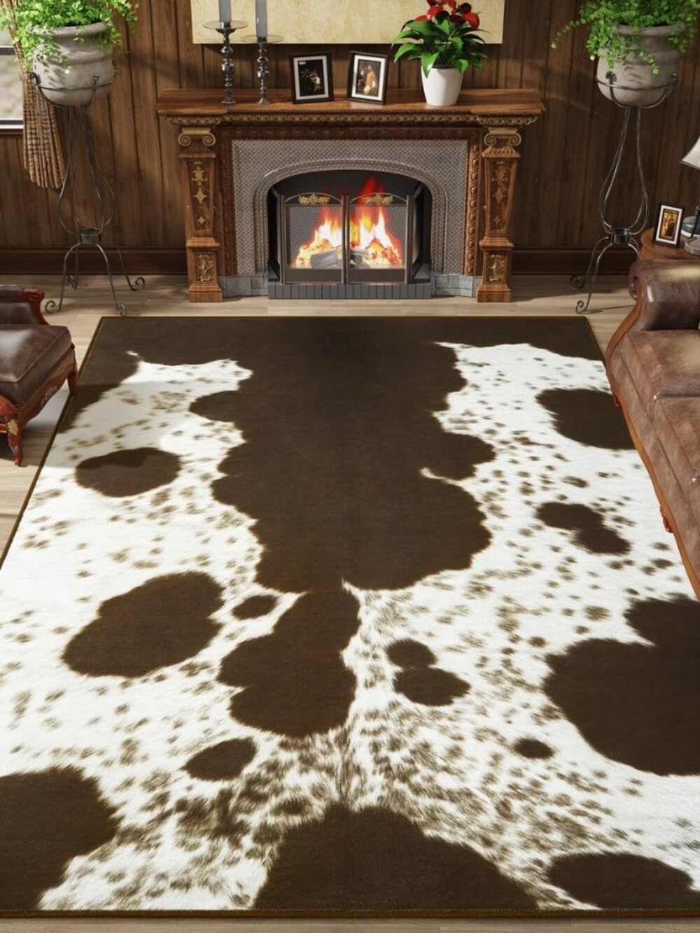 Faux Cowhide Rugs for Living Room Bedroom, 4x6 Cow Print Area Rug